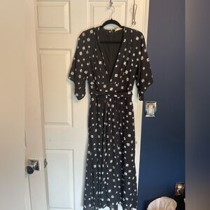 eshakti Black Maxi Dress with White Dice Print